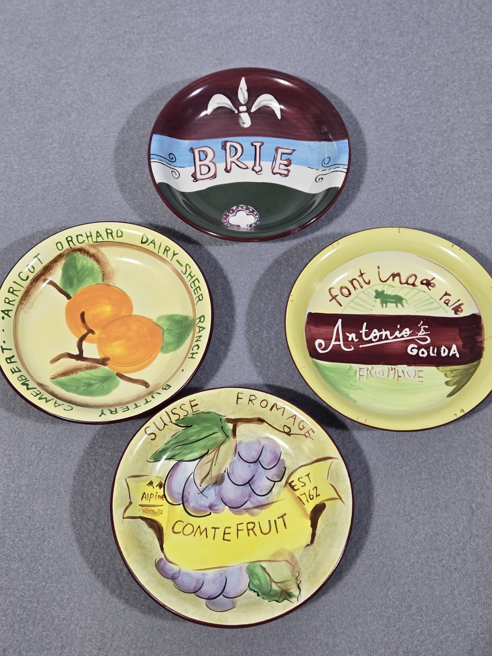 American Atelier Multi-Color Decorative Cheese & Fruit Ceramic Plates (Set of 4)